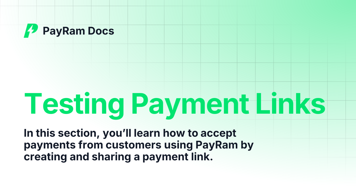 Testing Payment Links | PayRam Docs