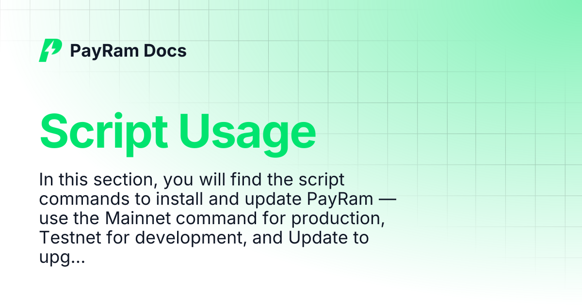 Script Usage | PayRam Docs