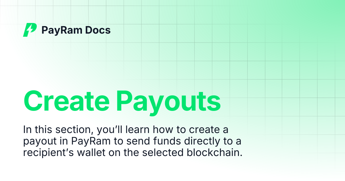 Create Payouts | PayRam Docs